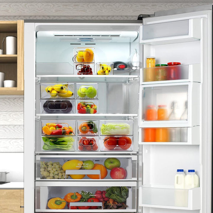 Plastic Refrigerator Organizer Bins, Set Of 2 Stackable Fridge Organizers with Handle, Clear Organizing Food Fruit Vegetables Pantry Storage Bins for Freezer kitchen Cabinet Organization and Storage (2 Pcs Set Mix Color) Your Brand