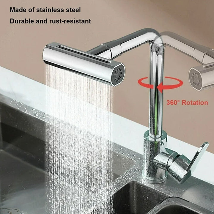 Multifunction Shower Waterfall Kitchen Faucet, 360° Rotation Waterfall Kitchen Faucet, Touch Kitchen Faucet, Faucet Extender for Kitchen Sink, Swivel Waterfall Kitchen Faucet for Washing Vegetable Fruit (4 In 1 ) - TezCart