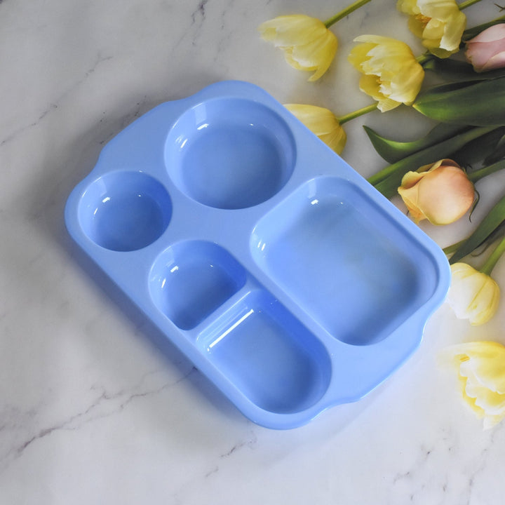 Unbreakable Plastic Food Plates / Biodegradable 5 Compartment Square Plate for Food Your Brand