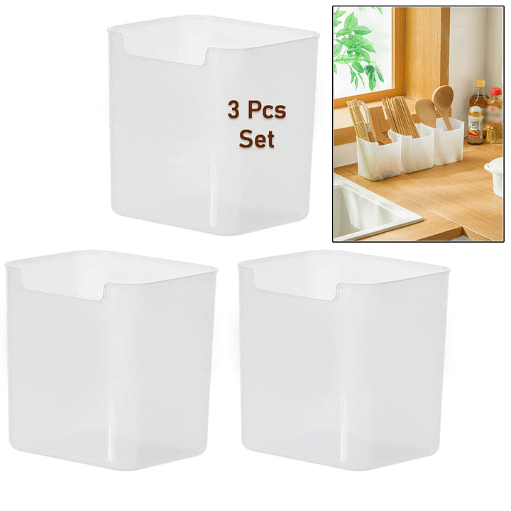 3Pcs Clear Plastic Organizer Storage Versatile Kitchen Drawer Organizer Tray for Desk, Makeup, Bathroom, Kitchen Pantry Cabinet Your Brand