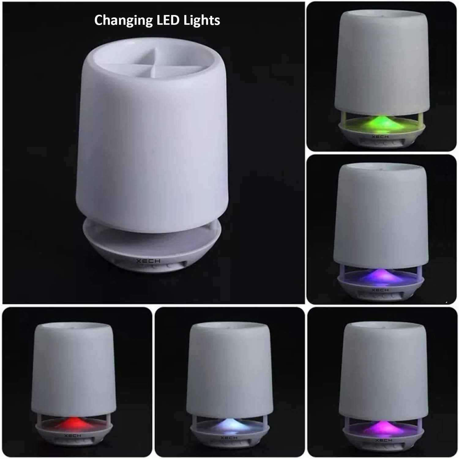 Multifunctional 4-Compartment Pen Holder with 5W Bluetooth Speaker & Smart Color-Changing Desk Lamp Your Brand