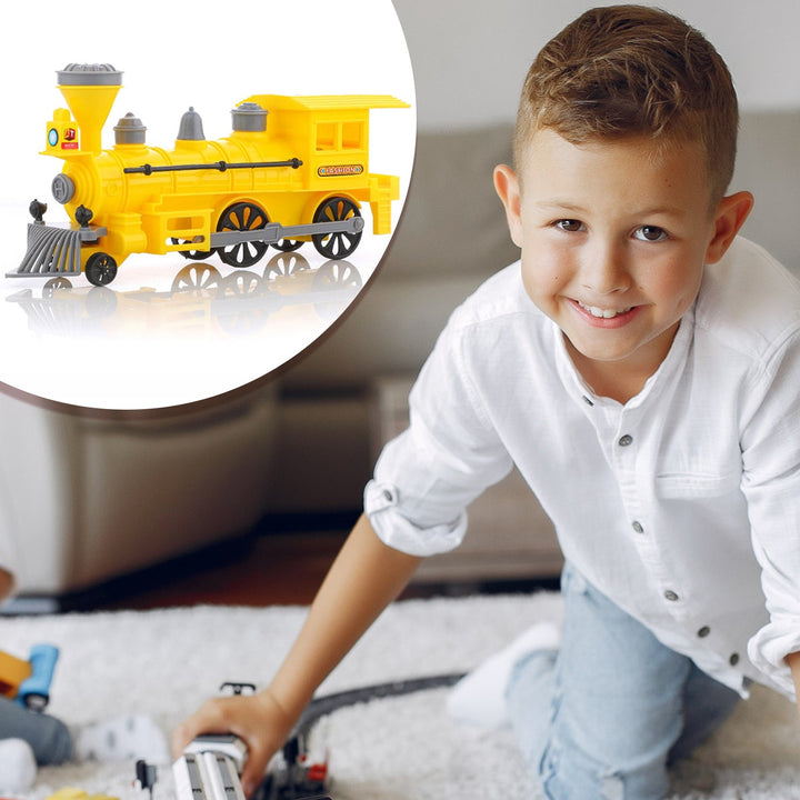 Pull and Go Train with Light Plastic String Pull Back Train (1 Pc / Mix Color) - TezCart