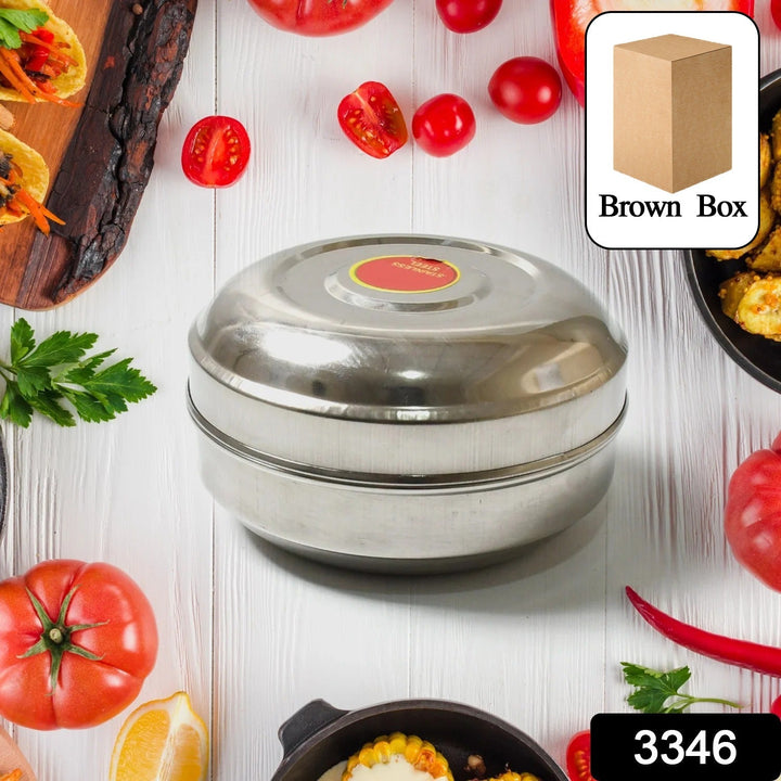 Multi-Purpose Stainless Steel Round Shape Tiffin Box - Small Gift For Baby Girl And Baby Boy For Office, School / Tuition / Picnic (big) Your Brand