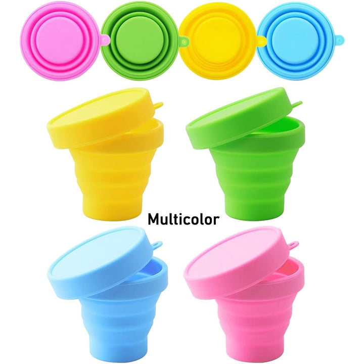 Round Silicone Foldable Glass / Cup, Foldable Travel Mug With Lid (1 Pc) - TezCart