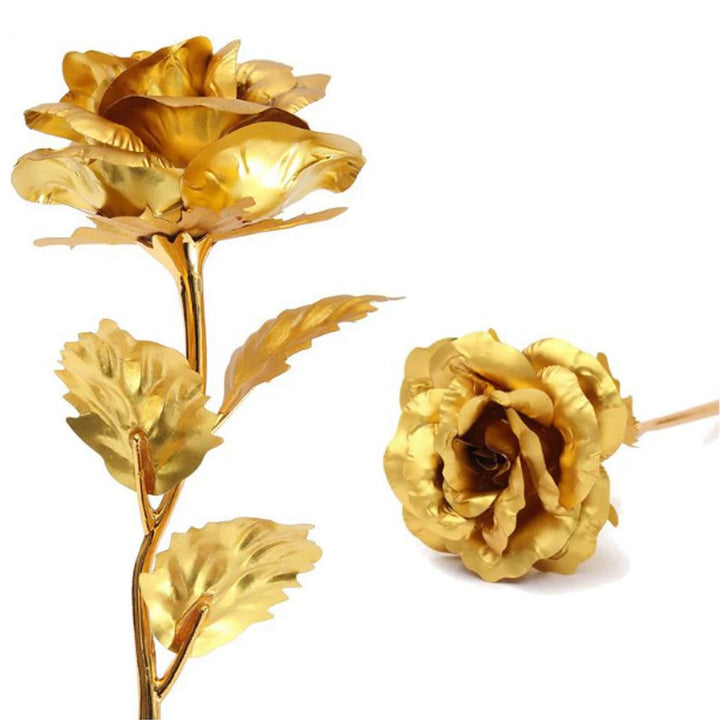 Luxury Decorative Gold Plated Artificial Golden Rose with Premium Box Your Brand