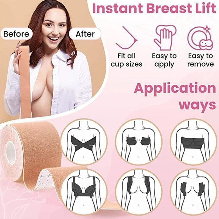 Boob Tape with Nipple Covers: Cotton, Breathable, Lift & Support (5m, 10 Pairs) Your Brand