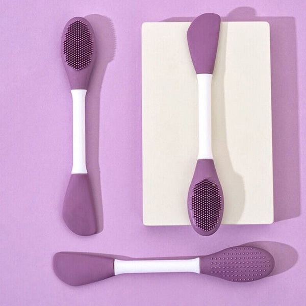 Double-headed Silicone Mask Brush Face Cleansing and Applying Mud Mask Beauty Salon Special Brush Smear Tool Facial Scrub Silicone Wash Scrubber Face Tools (1 Pc) Your Brand