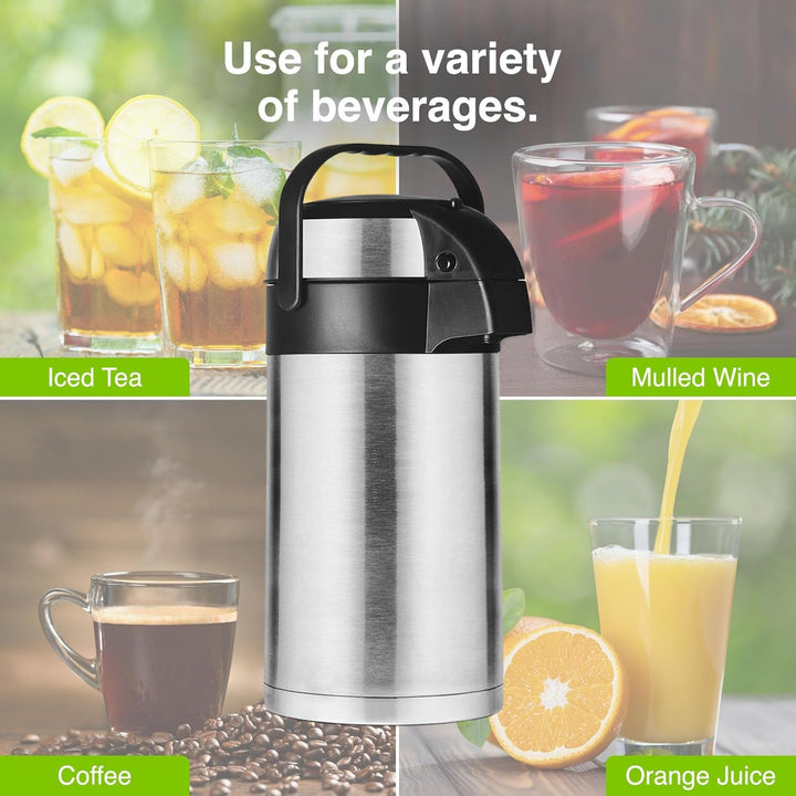 Beverage Dispenser Stainless Steel for Serving Tea and Coffee, Thermos steel (2500 ML) - TezCart