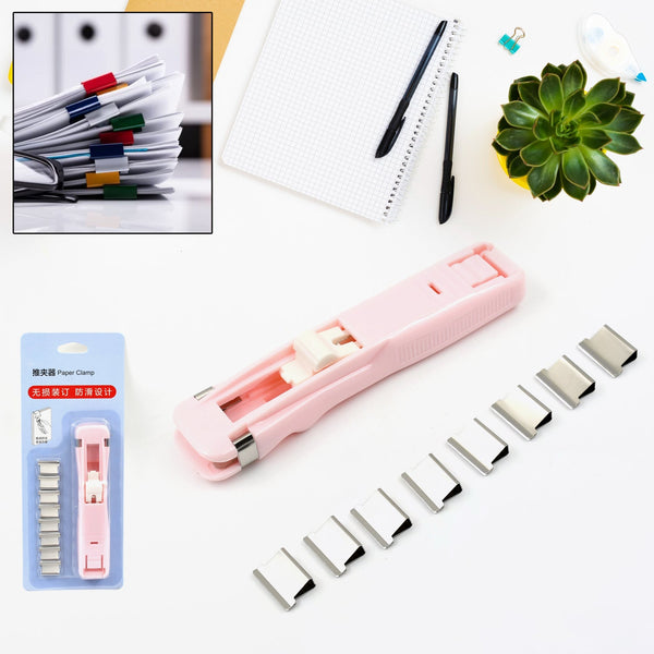 Portable Paper Clamp With 8 Pcs Clip Dispenser Handheld Paper Fast Clam (1 Set) - TezCart