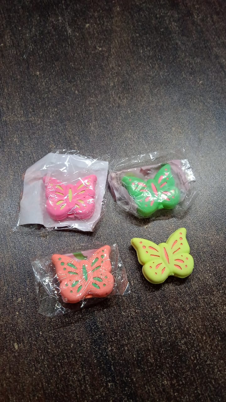 Butterfly Shape Eraser Rubber (1 Pc / Mix Colour & Design) - TezCart