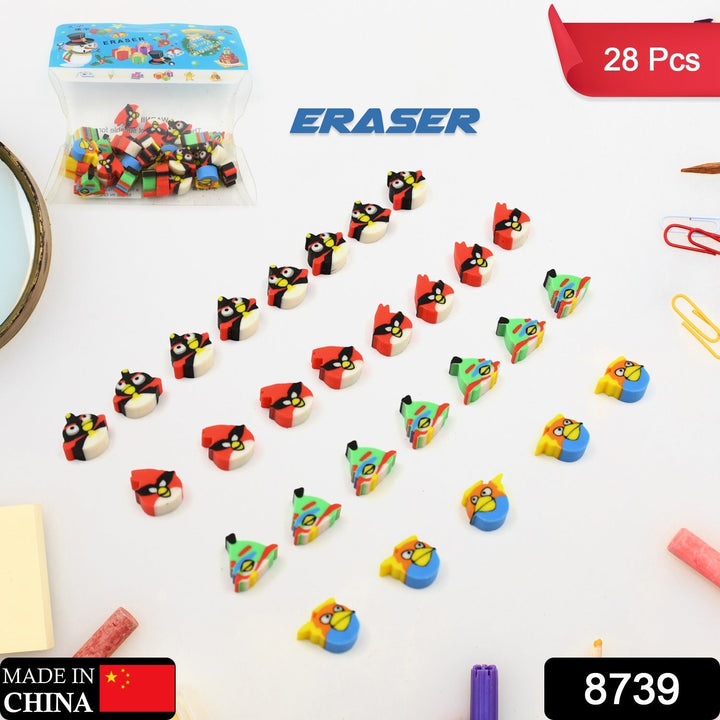 Fancy & Stylish Colorful Erasers, Mini Eraser Creative Cute Novelty Eraser for Children Different Designs Eraser Set for Return Gift, Birthday Party, School Prize (28 Pcs In 1 Packet) Your Brand