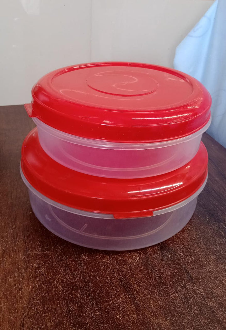 Round Plastic Big & Small Storage Container Box (PACK OF 2) - TezCart