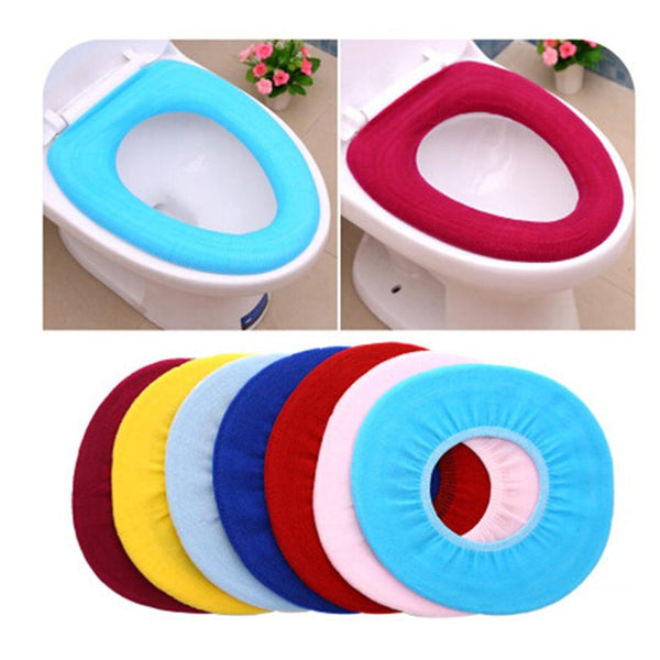 Bathroom Soft Thicker Warmer Stretchable Washable Cloth Toilet Seat Cover (1pc) Your Brand