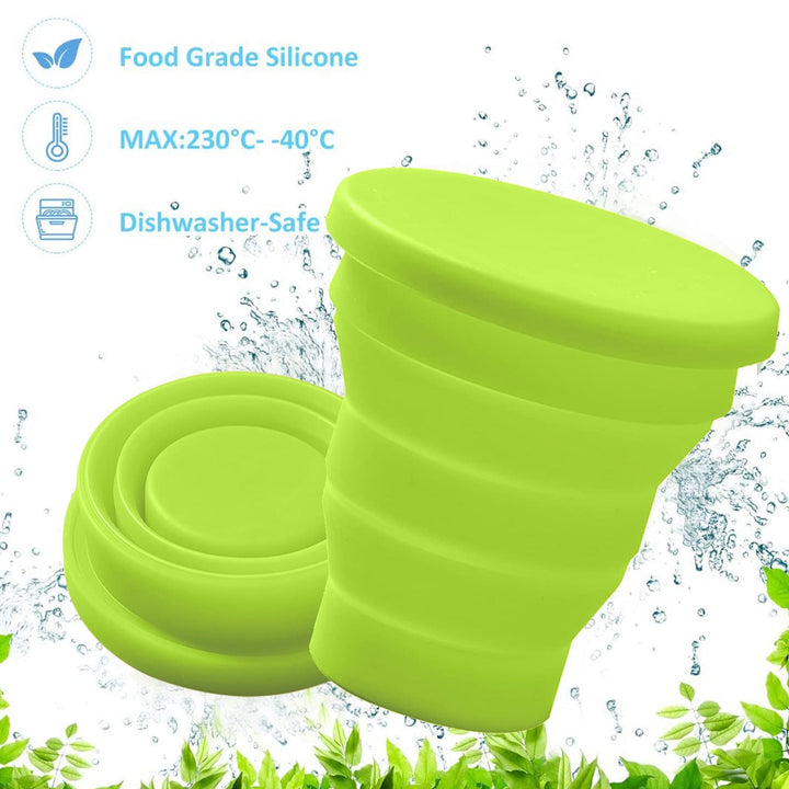 Round Silicone Foldable Glass / Cup, Foldable Travel Mug With Lid (1 Pc) - TezCart