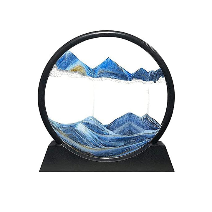 Moving Sand Art Picture Decor, 3D Deep Sea Sandscape Liquid Motion, Round Glass Frame Display Flowing Sand Relaxing Gift for Kids Adults Painting Artistic Sandscape for Home, Office, Ornament Desktop Art Bookshelves Decoration (1 Pc ) Your Brand