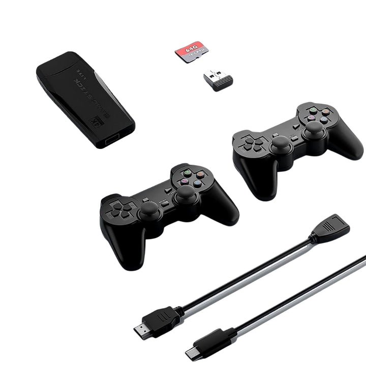 Wireless Controller Gamepad with 10,000+ Games, 4k Ultra HD Game Sticks Output, and 2.4GHz Wireless Controller Video Games with 64gb Memory Card (1 Set) - TezCart