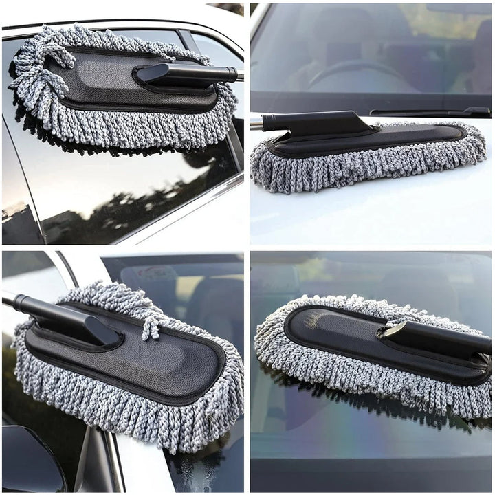Car Duster, Long Retractable / Soft / Non-Slip / Handle Multipurpose Microfiber Wash Brush Vehicle Interior and Exterior Cleaning Kit with for Car, Boats or Home Your Brand