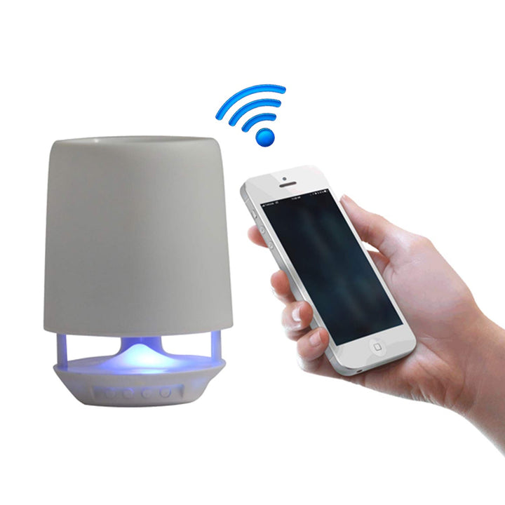 Multifunctional 4-Compartment Pen Holder with 5W Bluetooth Speaker & Smart Color-Changing Desk Lamp Your Brand