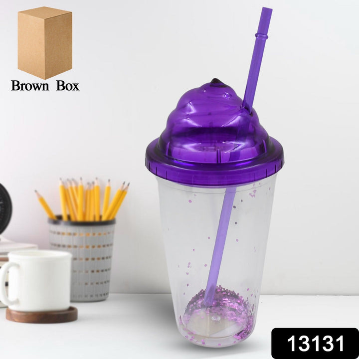 High Quality Plastic Creative Cold Drink Cup / Tumble, Reusable Tea Coffee Tumbler with Lid and Straw, Double Wall Plastic Drinking Sport Bottle, Travel Tumbler (1 Pc / Mix Color) Your Brand