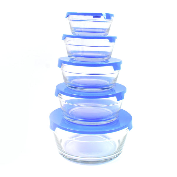 Modern Glass Bowl Set Mixing / Storage Bowls with Lids (5 Pcs Set) - TezCart