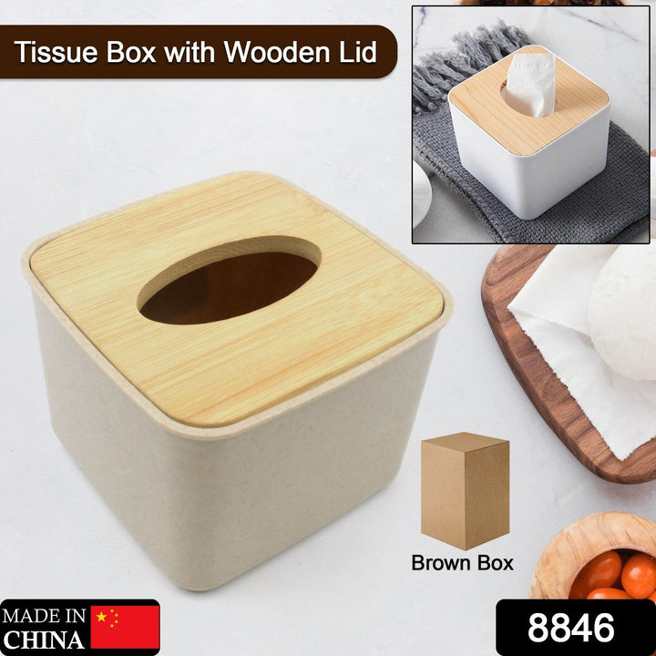 Tissue Box Desktop Stand Bamboo Tissue Cover Box Rectangular Paper Towel Holder Removable Tissue Dispenser for Bathroom Vanity Countertop Bedroom Car Holder Paper Towels Dispenser (1 Pc ) Your Brand