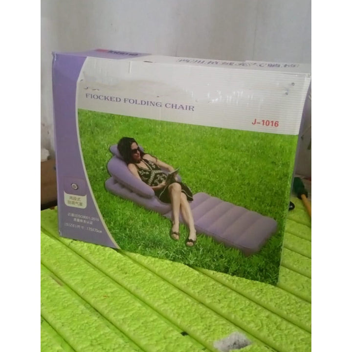 2 in 1 Air Mattress & Lounger, Portable Inflatable Mattress Air Sofa With Air Hand Pump (175×75 cm) - TezCart