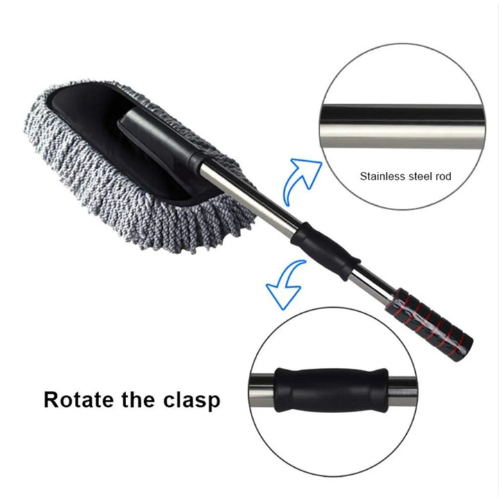 Car Duster, Long Retractable / Soft / Non-Slip / Handle Multipurpose Microfiber Wash Brush Vehicle Interior and Exterior Cleaning Kit with for Car, Boats or Home Your Brand