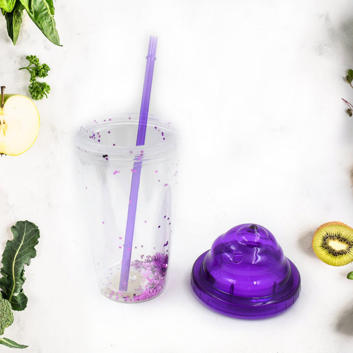 High Quality Plastic Creative Cold Drink Cup / Tumble, Reusable Tea Coffee Tumbler with Lid and Straw, Double Wall Plastic Drinking Sport Bottle, Travel Tumbler (1 Pc / Mix Color) Your Brand