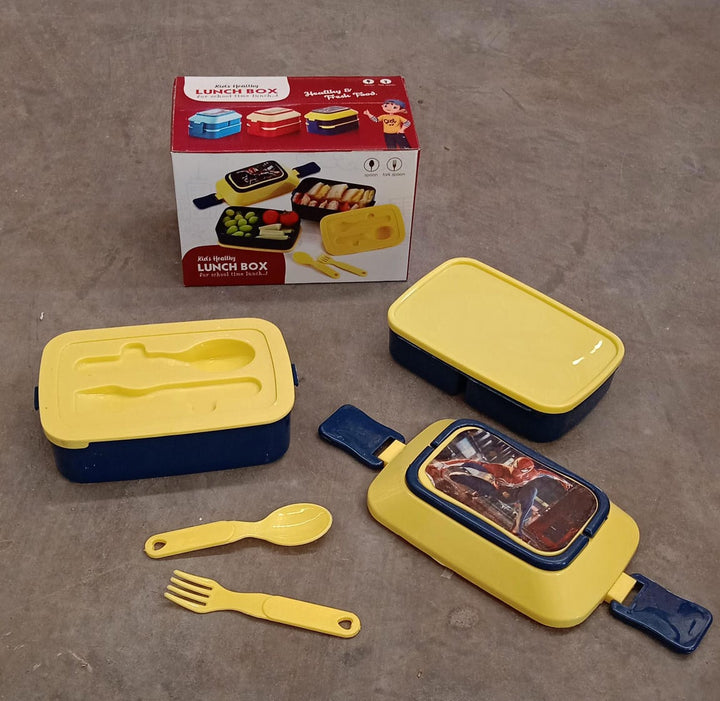 5621 Double Layer Lunch Box Stylish Lid Lunch Box With Fork & Spoon Lunch Box For Children School Lunch Box  Your Brand