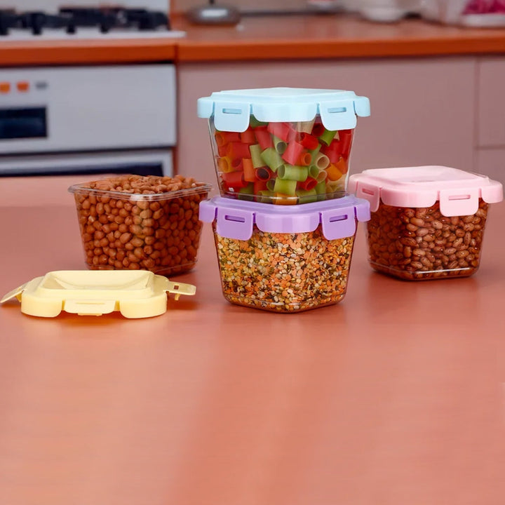 Plastic Food Storage Containers with Lid (4 Pcs Set / 500 ML) - TezCart