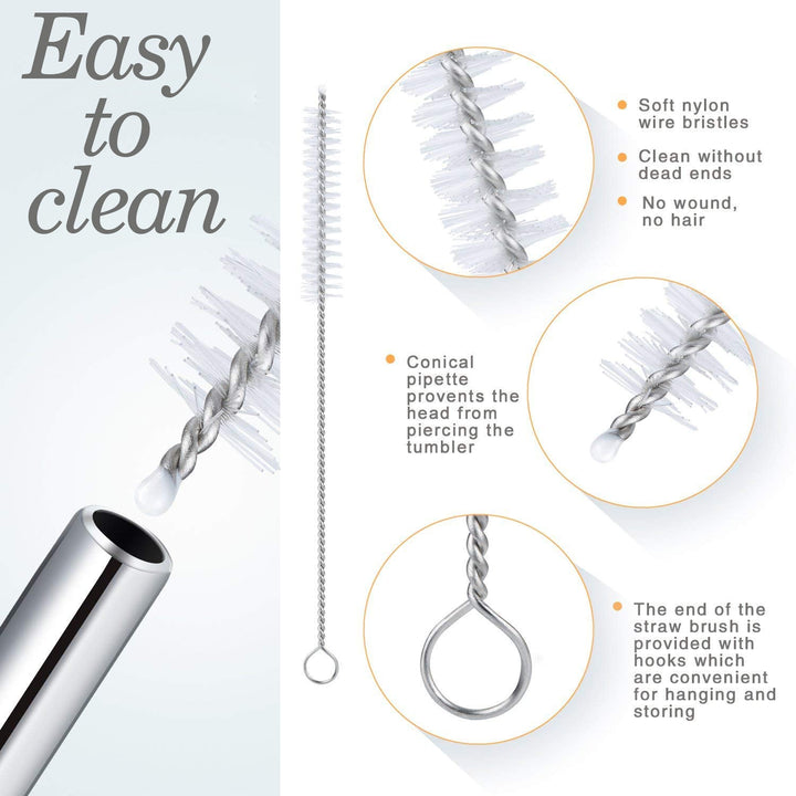 Reusable Stainless Steel Drinking Straws Bent (4 Bent Straws, 1 Brush) Your Brand