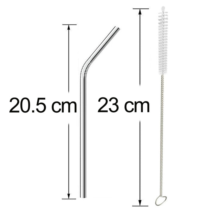 Reusable Stainless Steel Drinking Straws Bent (4 Bent Straws, 1 Brush) Your Brand