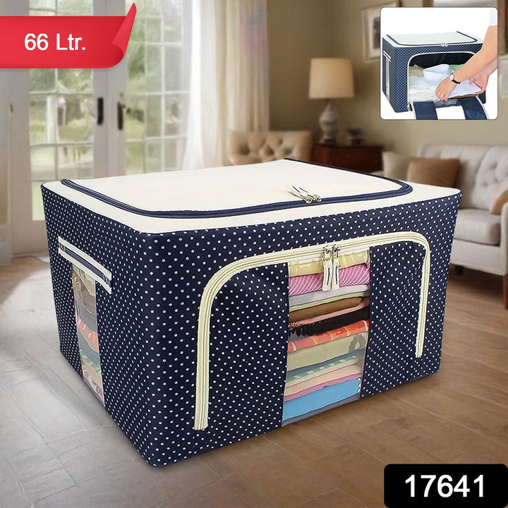 Foldable Steel Frame Clothes Living Storage Organizer Handled Bag - TezCart