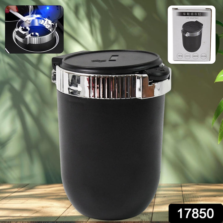 Portable Car Ashtray with Lid and Blue LED Light (1 Pc) - TezCart