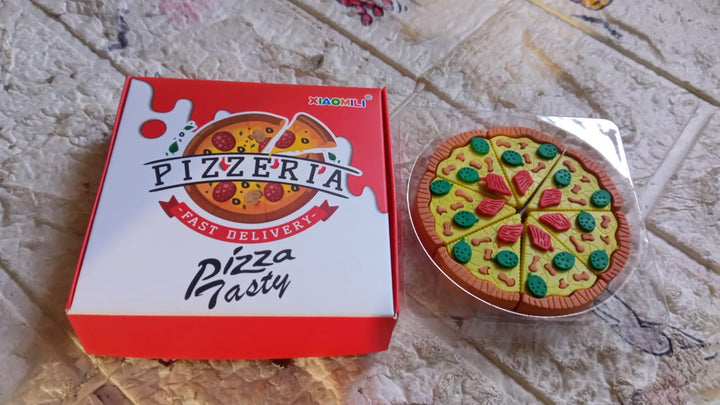 3D Pizza Slices Kids Favourite Food Eraser, Pizza 7 slice eraser for kids Adults fast food lover Stationary Kit Fancy & Stylish Colorful Erasers, for Return Gift, Birthday Party, School Prize Your Brand