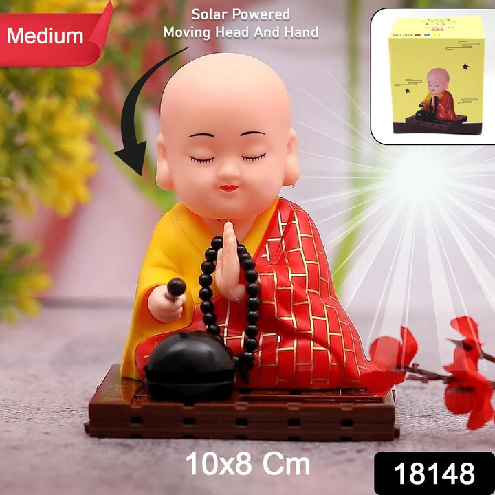 Solar Powered Sitting Buddha Statue,  Moving Head and Hand (1 Pc / Medium) - TezCart