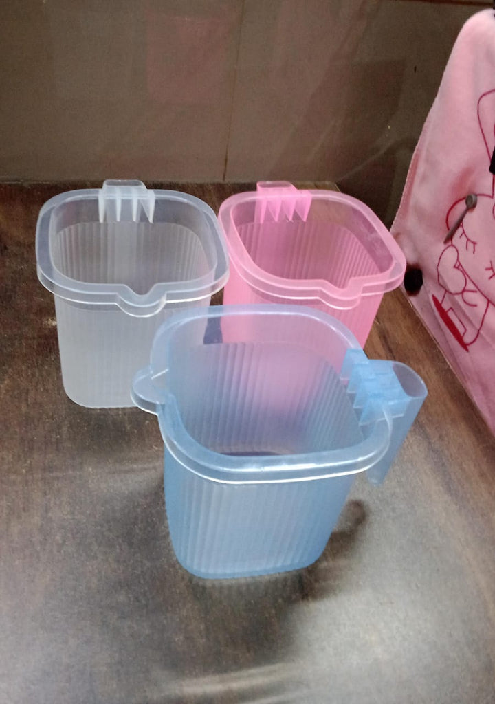 Plastic Square Transparent  Bath Water Mug (1 Pc / 1000 ML / Mix Color) - TezCart