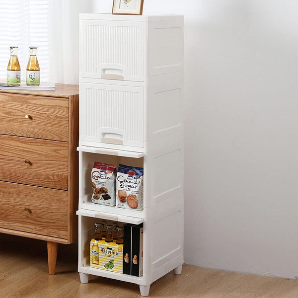 Multipurpose Storage Cabinet, Storage Solutions plastic drawers || Multi Layer Wardrobe Storage Drawers || Foldable Multipurpose Drawer Units For Kitchen, Bathroom, Bedroom, Cloth (4 Layer) Your Brand