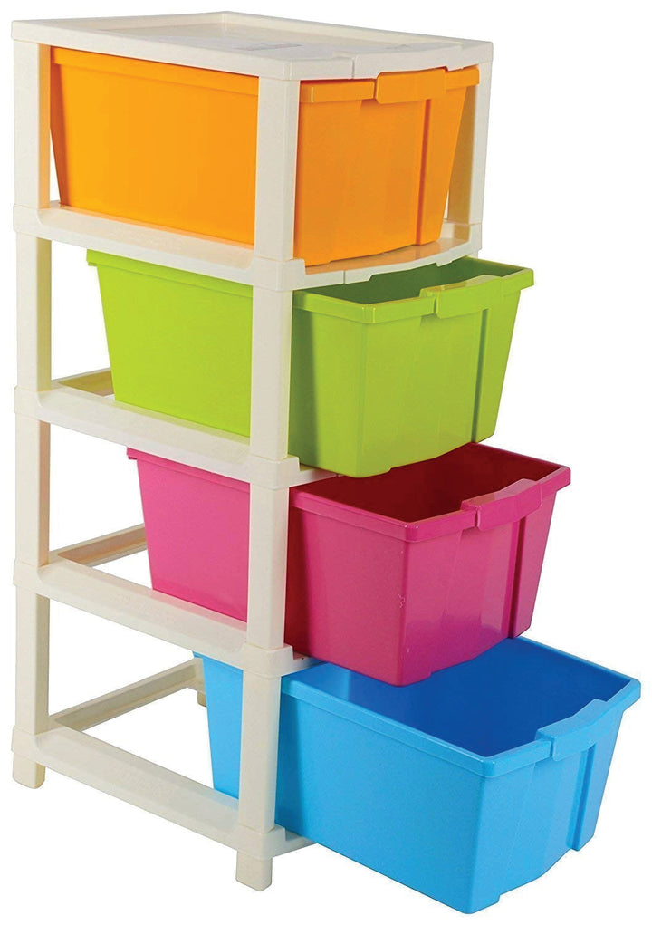 Modular drawer organizer with 4 layers for efficient storage of various items.