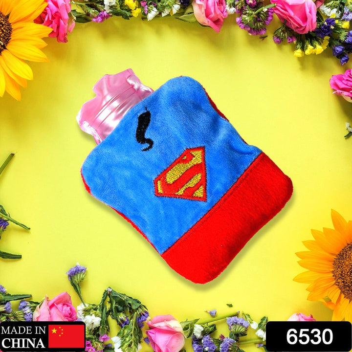 Superman Print Small Hot Water Bag with Cover for Pain Relief Your Brand
