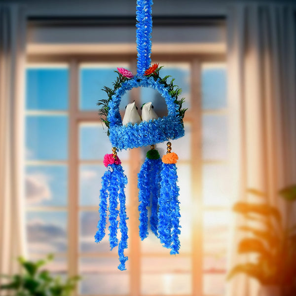 Home Decoration Bird Nest Decor Lovely Beautiful Artificial Birds Jute Nest Hanging for Balcony and Garden Decoration |Home Decor Wall Hanging Decorative Showpiece (1 Pc / Mix Color) Your Brand