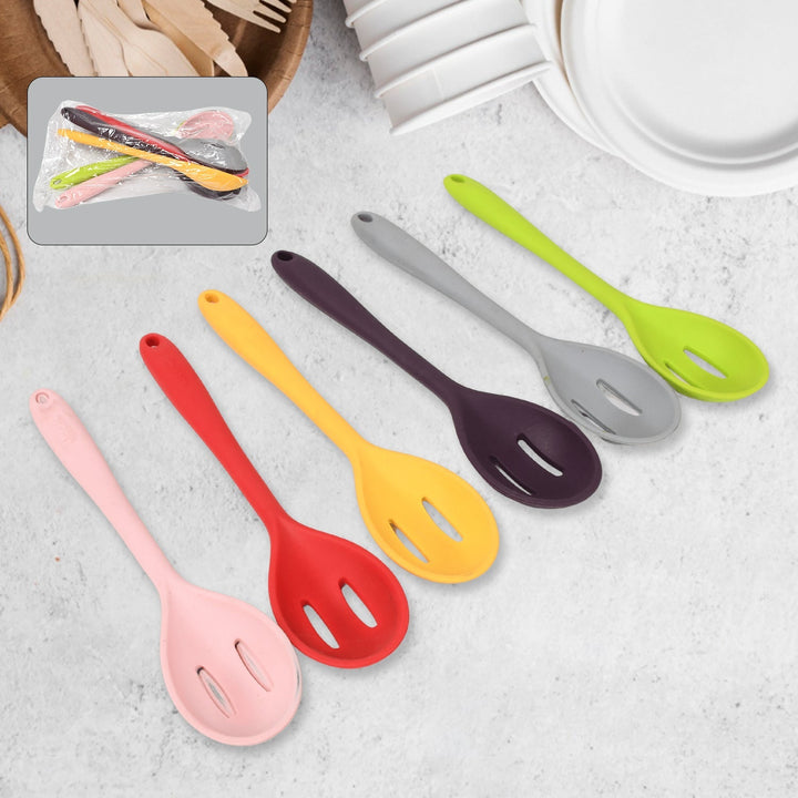 Multipurpose Silicone Spoon, Silicone Basting Spoon Non-Stick Kitchen Utensils Household Gadgets Heat-Resistant Non Stick Spoons Kitchen Cookware Items For Cooking and Baking (6 Pcs Set) Your Brand