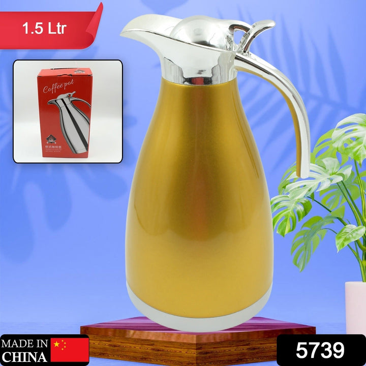 Vacuum Insulated Kettle Jug, Vacuum Insulated Thermos Kettle Jug Insulated Vacuum Flask, Vacuum Kettle Jug Stainless Steel For Milk ,Tea ,Beverage Home Office Travel Coffee (1.5 Ltr / 1Pc) Your Brand