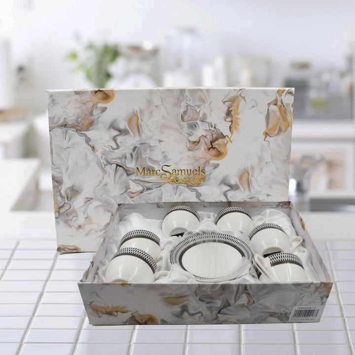 Ceramic Tea / cups and Saucer / Rakabi Set of 12 Pcs Your Brand