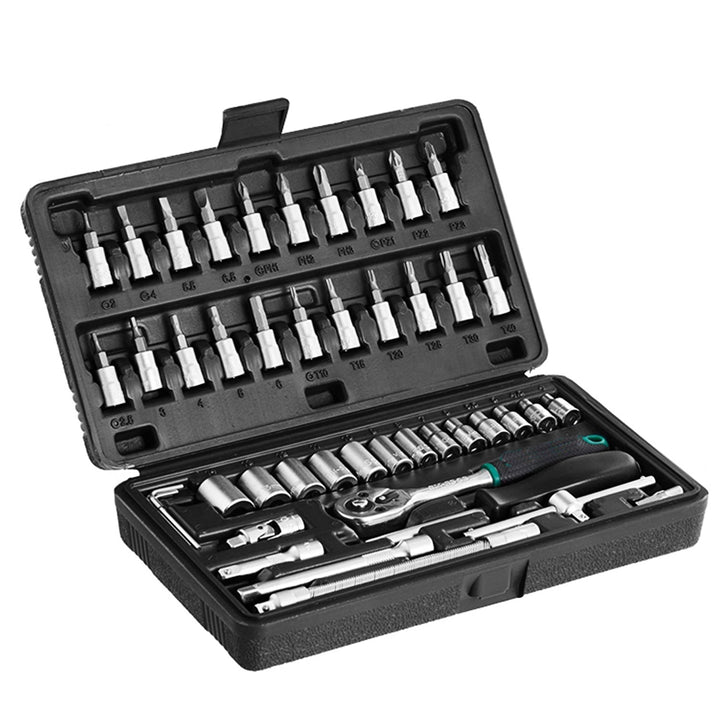 46pcs Metal 1 / 4"" Socket Set (Black, 46pcs) Your Brand