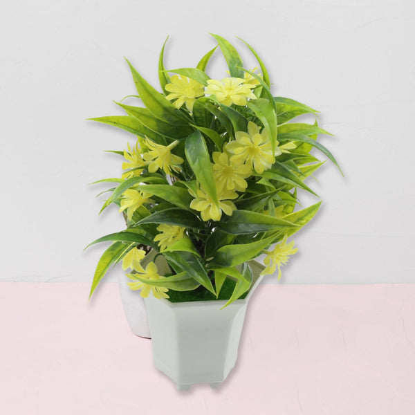 Wild Artificial Flower Plants with Cute Pot | Flower Plant for Home Office Decor | Tabletop and Desk Decoration | Artificial Flower for Balcony Indoor Decor, Plants for Living Room (1 Pc) Your Brand