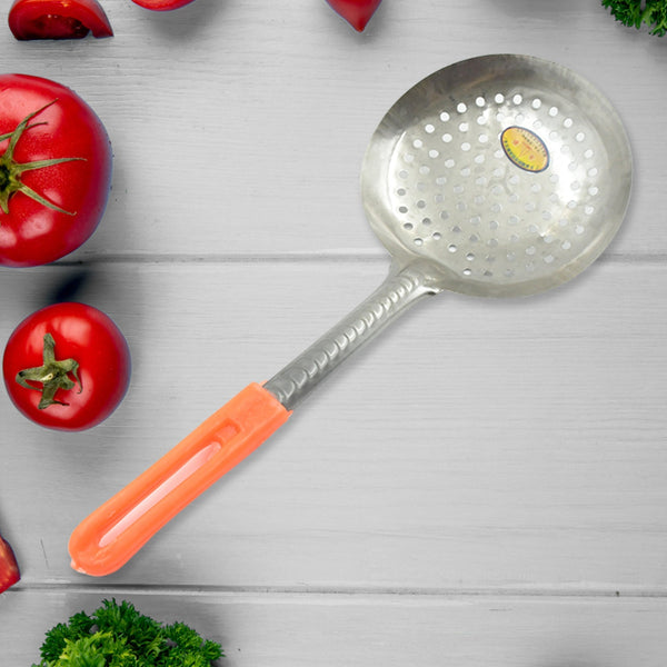 Colander Spoon, Non Slip Hand Polished Thickened Hot Pot Spoon for Kitchen for Restaurant, Stainless Steel Cooking Colander Skimmer Slotted Spoon Kitchen Strainer Ladle with Long Handle for Kitchen Cooking Baking (35 Cm) Your Brand