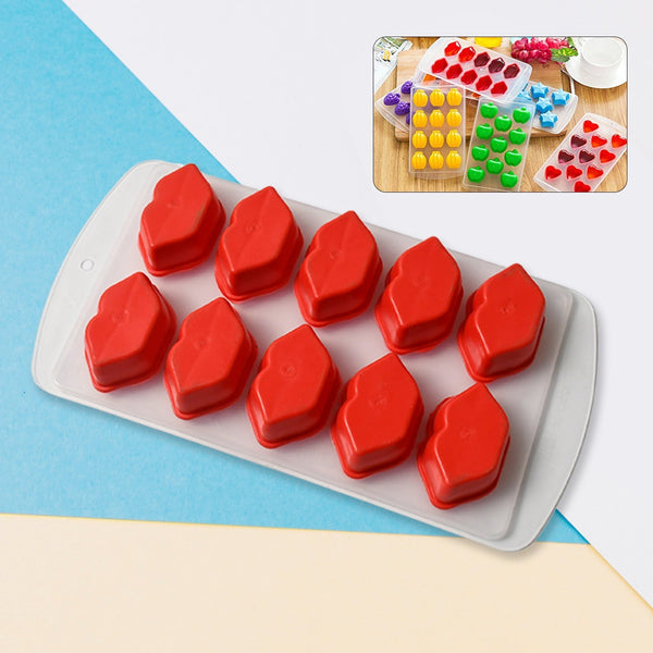 Silicone Mold Ice Cube Tray Creative Sweet Multi Type Ice Tray, Ice Cube Trays Multi Fruit Shape Ice Tray (1 Pc) Your Brand
