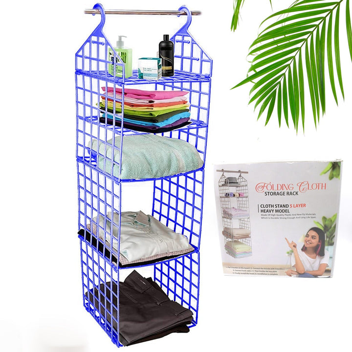 Multipurpose 5 Layer Folding Clothes Storage Racks||Closet for Students Wardrobe Shelves Socks, Scarf, t-Shirt, etc||Hanging Organizer Storage Holders & Racks Your Brand