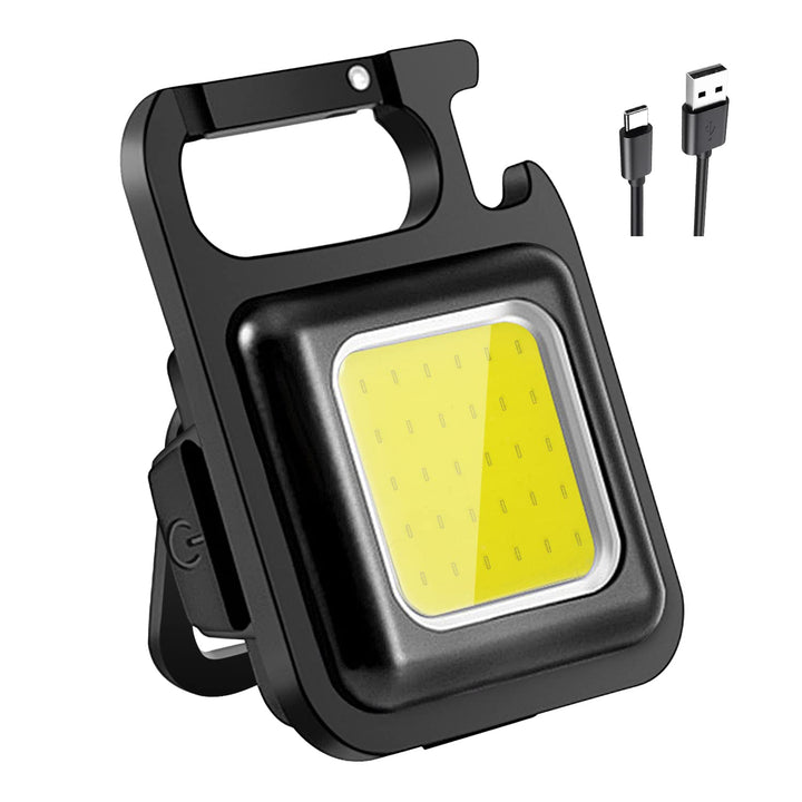 Rechargeable Keychain Mini Flashlight with 4 Light Modes,Ultralight Portable Pocket Light with Folding Bracket Bottle Opener and Magnet Base for Camping Walking Your Brand